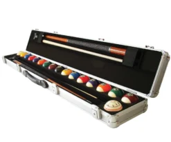 Aramith 2 Shaft 2 Butt Pool Cue & Ball Set Case -Cue Craft arabx 01 open