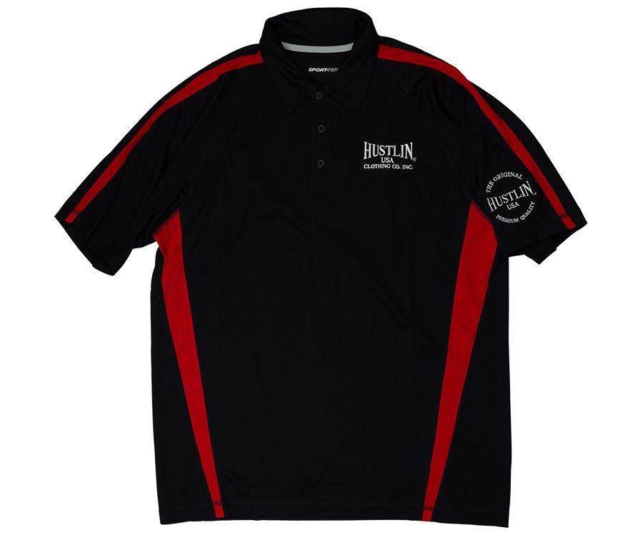 Hustlin USA Black With Red Polo 2 Hustlin USA Black With Red Polo - Image 2