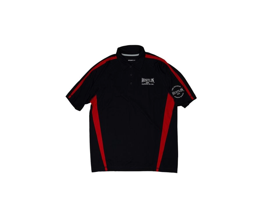 Hustlin USA Black With Red Polo 1 Hustlin USA Black With Red Polo