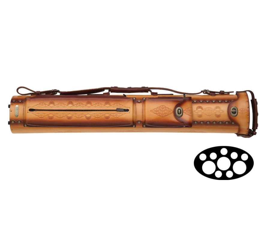 Instroke Tooled 3 Butt 7 Shaft Leather Case 1 Instroke Tooled 3 Butt 7 Shaft Leather Case