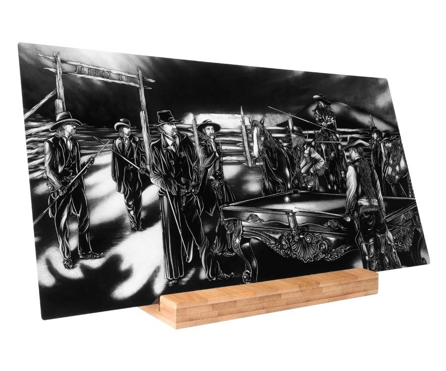 "Shoot Out" Shelf Art With Display - Black And White 2 "Shoot Out" Shelf Art With Display - Black And White - Image 2