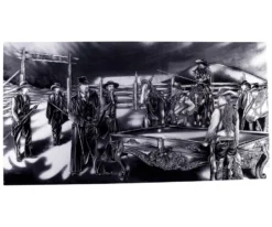 "Shoot Out" Floating Wall Art (30" X 15.75") - Black And White 9 "Shoot Out" Floating Wall Art (30" X 15.75") - Black And White -Cue Craft rtnsowbw 01