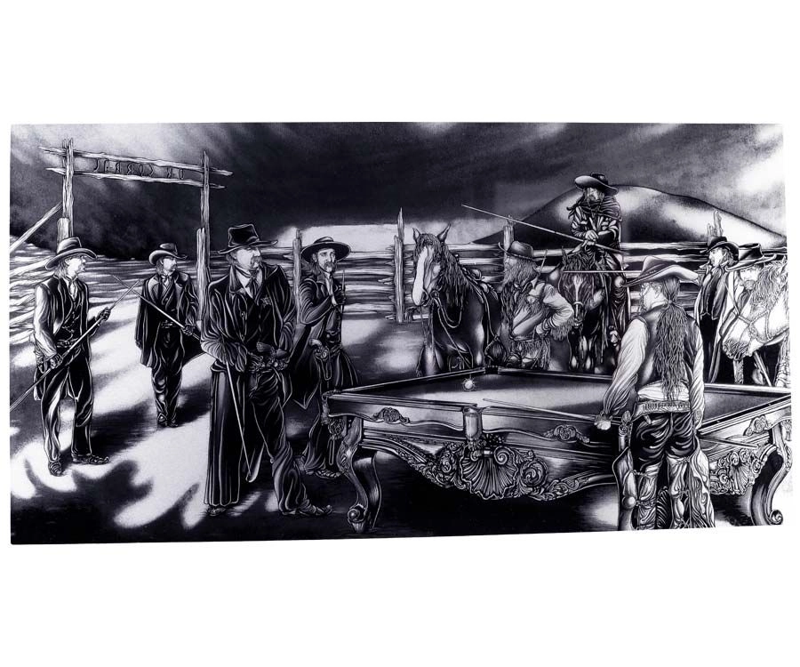 "Shoot Out" Floating Wall Art (30" X 15.75") - Black And White 5 "Shoot Out" Floating Wall Art (30" X 15.75") - Black And White - Image 5