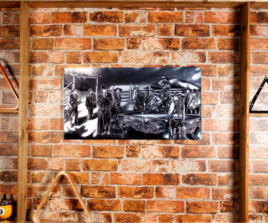 "Shoot Out" Floating Wall Art (30" X 15.75") - Black And White 3 "Shoot Out" Floating Wall Art (30" X 15.75") - Black And White - Image 3