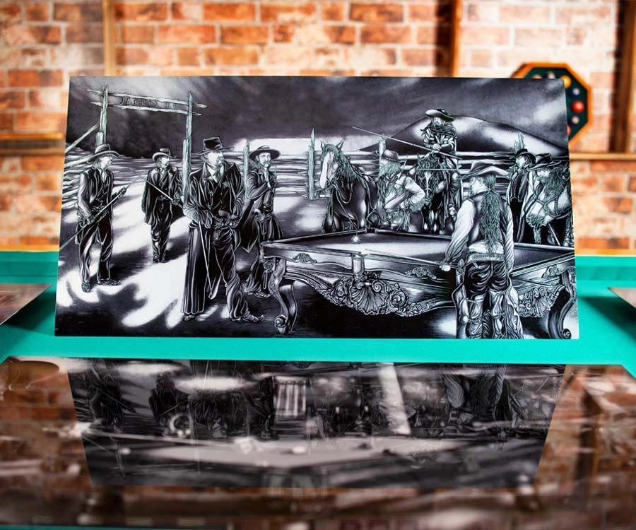 "Shoot Out" Floating Wall Art (30" X 15.75") - Black And White 2 "Shoot Out" Floating Wall Art (30" X 15.75") - Black And White - Image 2