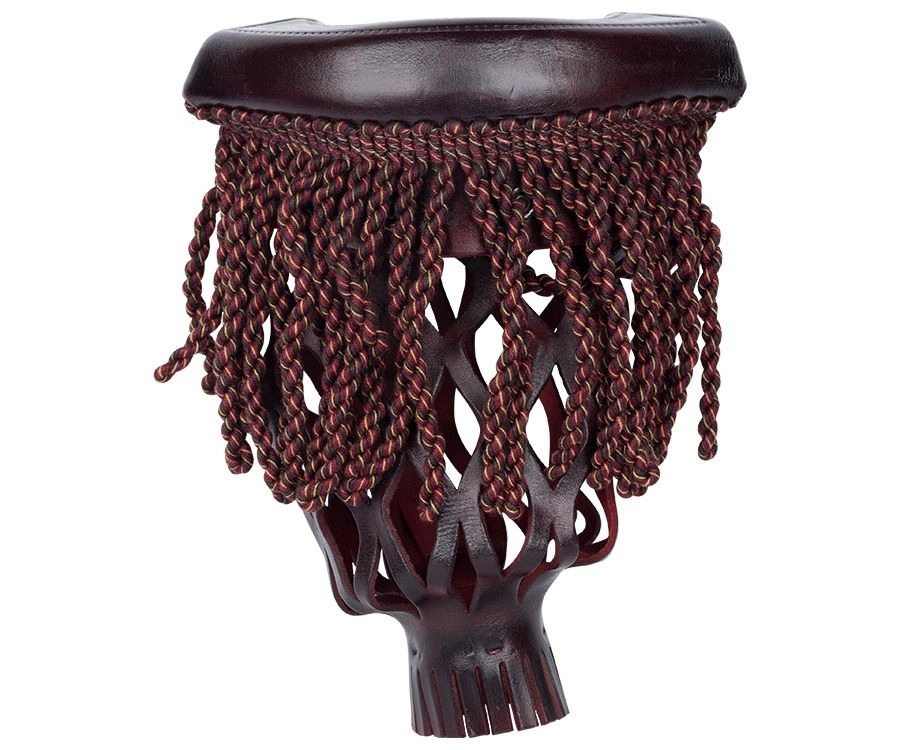 Burgundy Fringe Leather Pocket Set (Set Of 6) 3 Burgundy Fringe Leather Pocket Set (Set Of 6) - Image 3