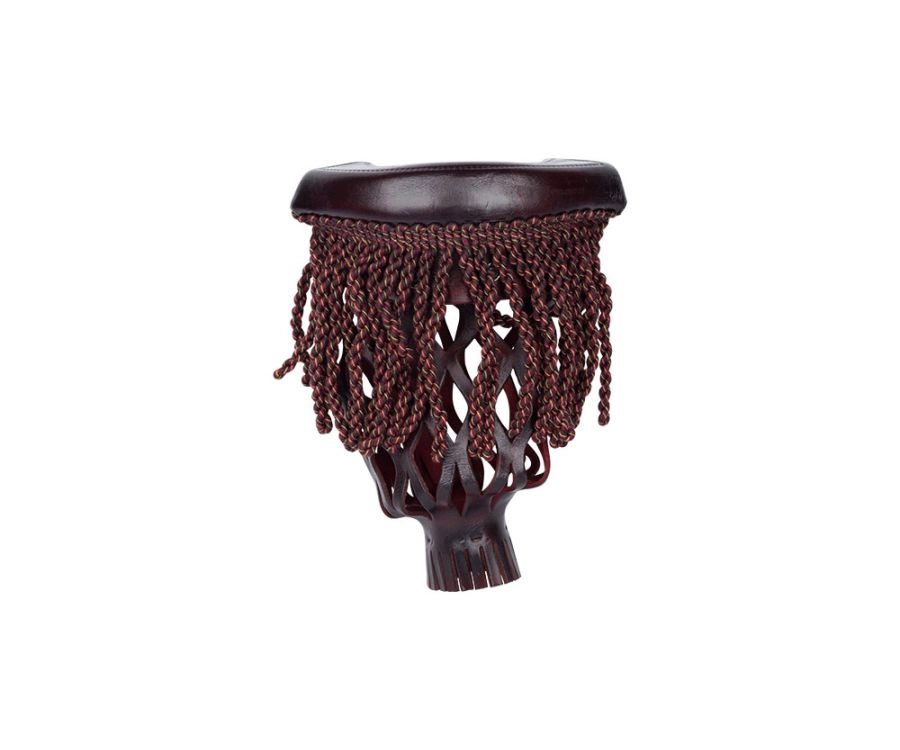 Burgundy Fringe Leather Pocket Set (Set Of 6) 2 Burgundy Fringe Leather Pocket Set (Set Of 6) - Image 2